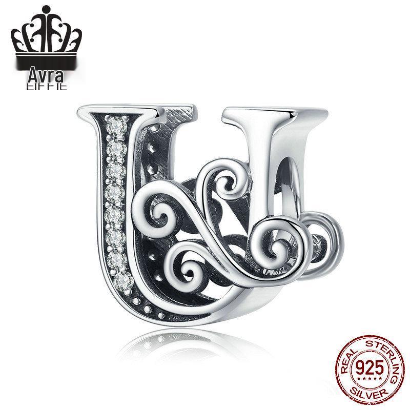 Avle Браслет из стерлингового серебра 925 пробы с английскими буквами и бусинами