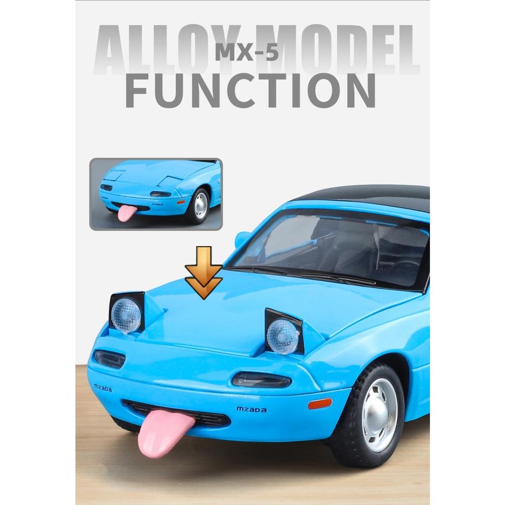 1/24 Mazda MX5 Модель легкосплавного автомобиля Звук и свет Инерционный механизм Детская игрушка Коллекционные предметы Подарок на день рождения