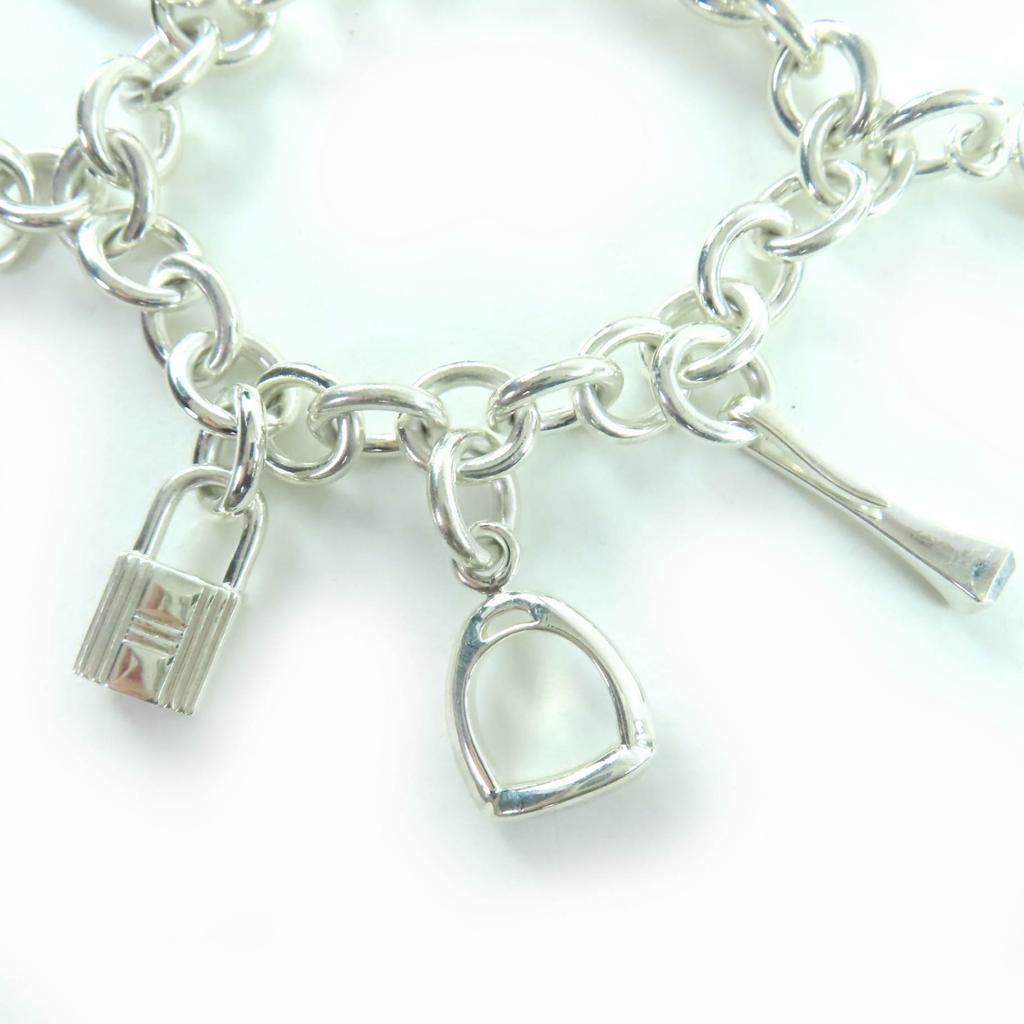 Great HERMES bracelet Bangle with 7 amulets Silver 925 Women Used