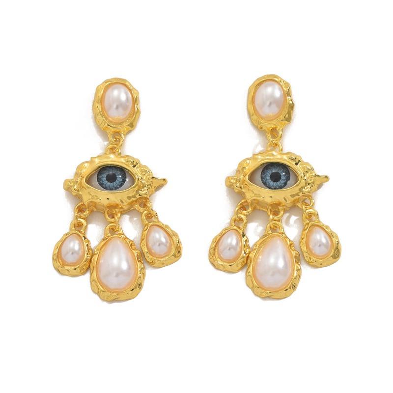 Серьги Глаз Дьявола Ювелирные изделия Легкая Роскошь Премиум Ретро Нишевые Жемчужные Серьги-Капли Воды Женские