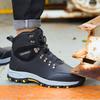 Safety Boots Rotary Button Ankle Support Waterproof Steel Toe Work Boots Non Slip Rubber Sole Leather Industrial Shoes 36-46
