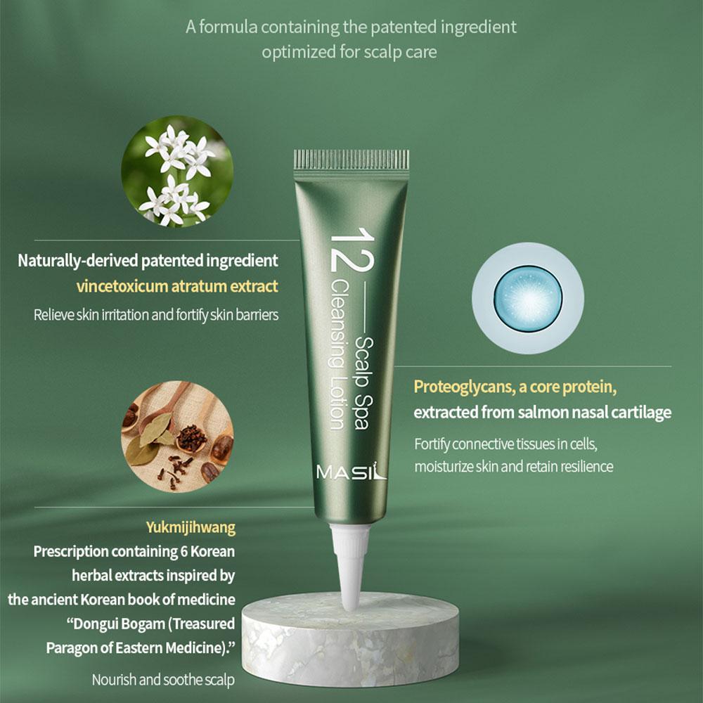 Masil 12 Очищающий лосьон для спа-салона кожи головы AHA BHA Уход за кожей головы Успокаивающий увлажняет кожу головы от перхоти Сухой зуд кожи головы Портативный для путешествий