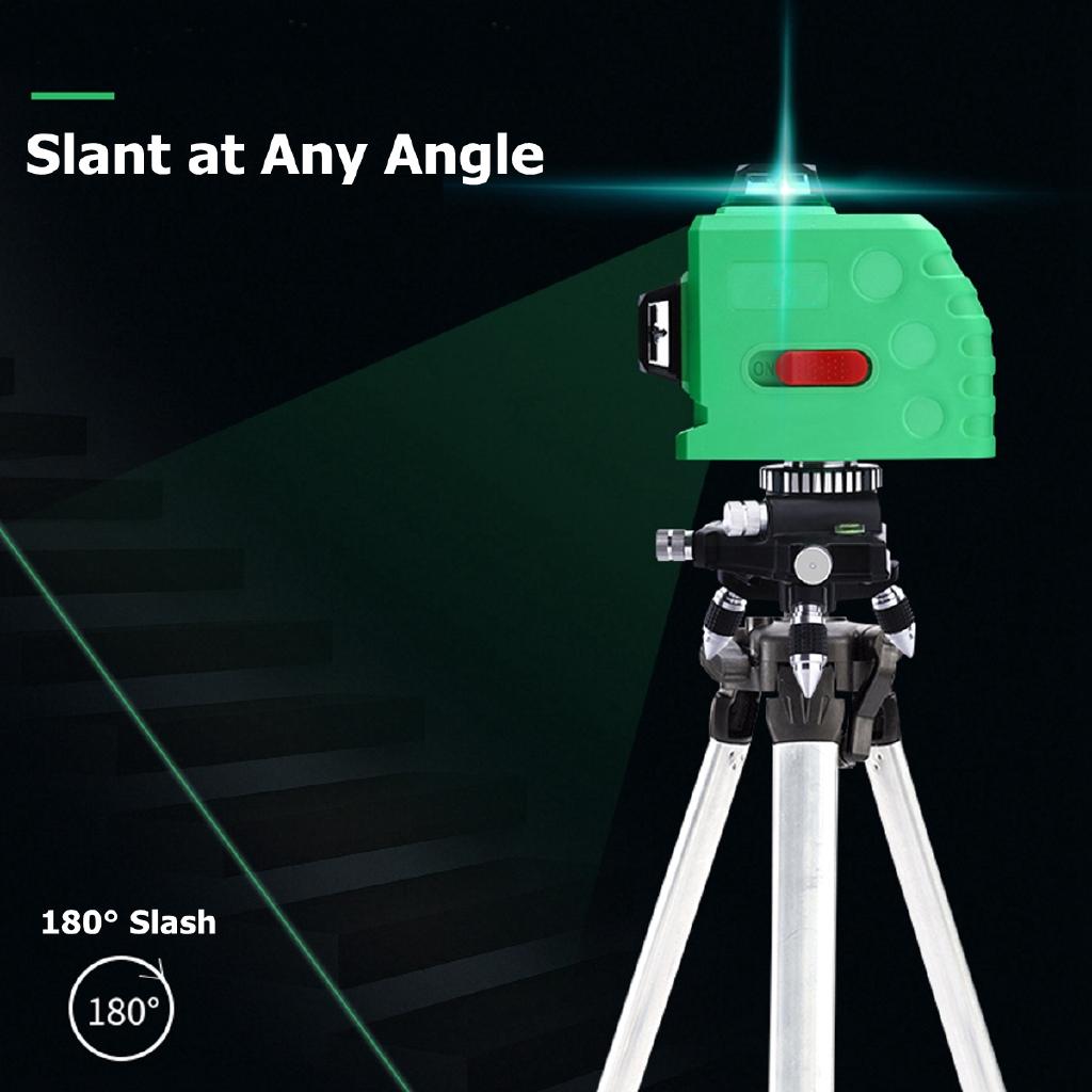 12 линий Новый 360 Горизонтальный Вертикальный Крест 3D Зеленый Свет Лазерный Уровень Самонивелирующийся Измерение Сверхмощный Лазерный Луч