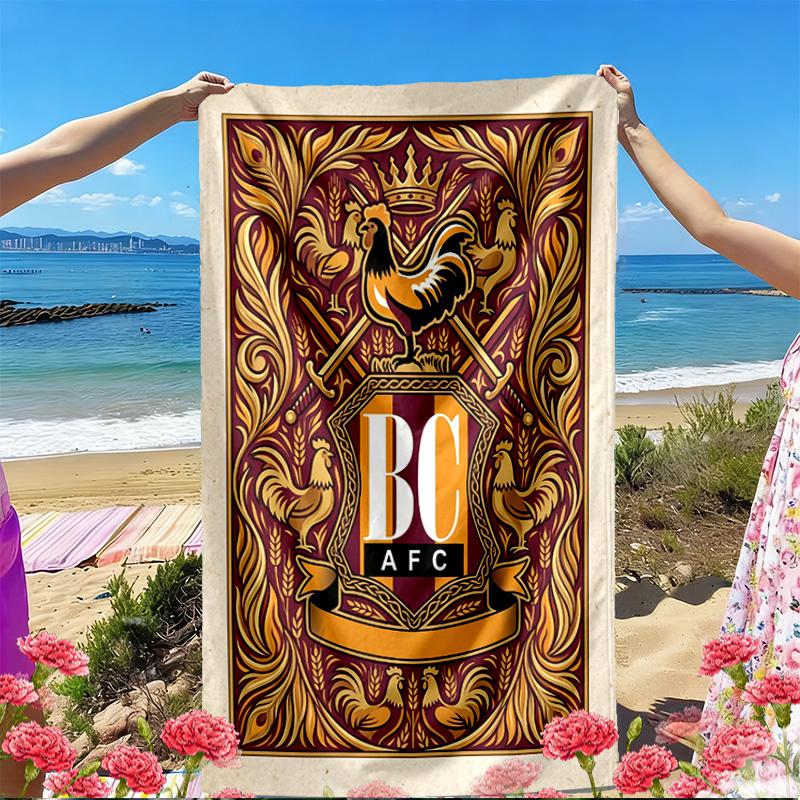Bradford City AFC Print Beach Towel, Versatile Lightweight Absorbent Beach Towel for Pool Surf Yoga Bathroom, Perfect Birthday Holiday Gift