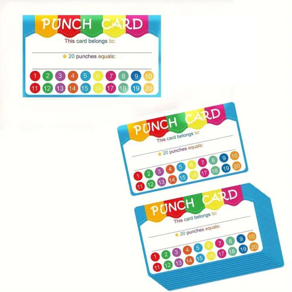 50pcs/pack Educational Behavior Reward Punch Cards Incentive Vibrant Punch Cards Teachers