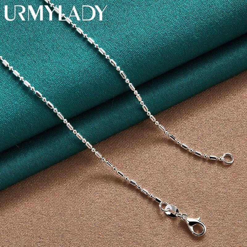 URMYLADY Fine 925 пробы серебро цепочка из бисера ожерелье для женщин вечерние модные украшения