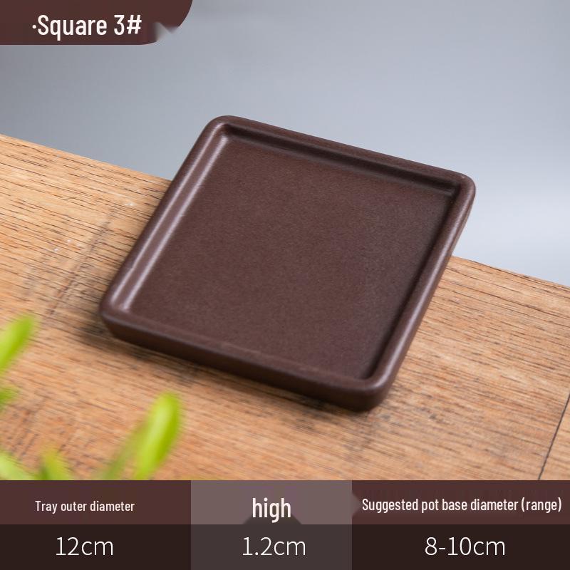 Керамический поддон для цветочного горшка из фиолетовой глины - Прямоугольное/Круглое основание для сбора воды, для бонсай
