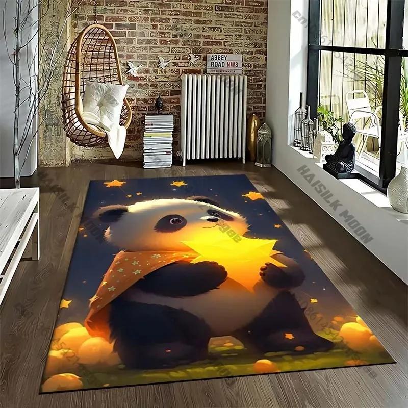 Cute Panda Pattern Area Rug – Large Anti-Slip Carpet for Living Room Sofa Bedroom, Soft Floor Mat Under Chair Lounge