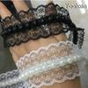 4.2cm New Pearl White Black Tulle Lace Fabric Trim Ribbon Collar DIY Sewing Applique Flowers Embroidered 3D Dubai Guipure Supply