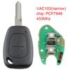 433 МГц, 2 кнопки, автомобильный дистанционный ключ с чипом PCF7946 и лезвием VAC102, подходит для Movano/KANGOO/Vivaro/Renault/Traffic/Nissan