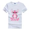 Disney Kawaii Cartoon Lilo Stitch Print Ladies T-Shirt Summer Loose Short Sleeve White Women Tops Hippie Tees Men Clothing Gift