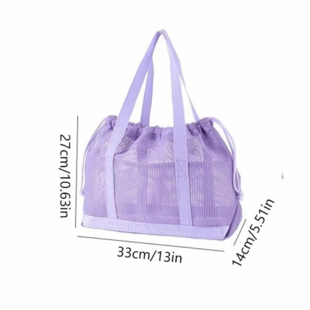 Mesh Drawstring Beach Bag Large Capacity Shopping Handbag Casual Travel Toiletry Bag