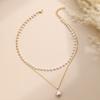 Ожерелье из искусственного жемчуга, винтажная двухслойная элегантная минималистичная милая прочная цепочка на ключицы из сплава для женщин