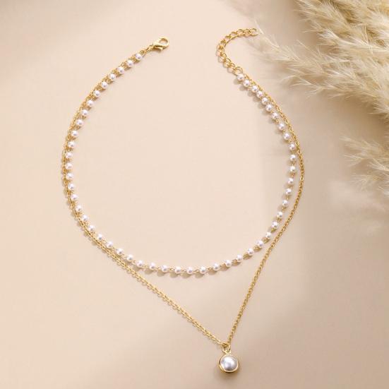 Ожерелье из искусственного жемчуга, винтажная двухслойная элегантная минималистичная милая прочная цепочка на ключицы из сплава для женщин