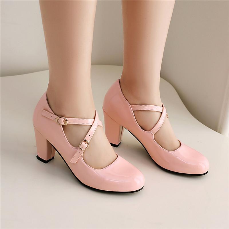 Женские туфли-лодочки на высоком каблуке, весна-лето, новая модель, толстый каблук, однотонные, большой размер, с открытой союзкой, туфли с низким верхом