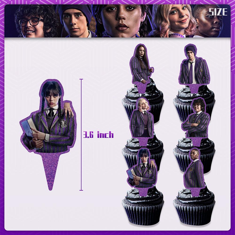 15 шт. Товары для вечеринки Уэнсдей Аддамс, включая баннеры и топперы для торта