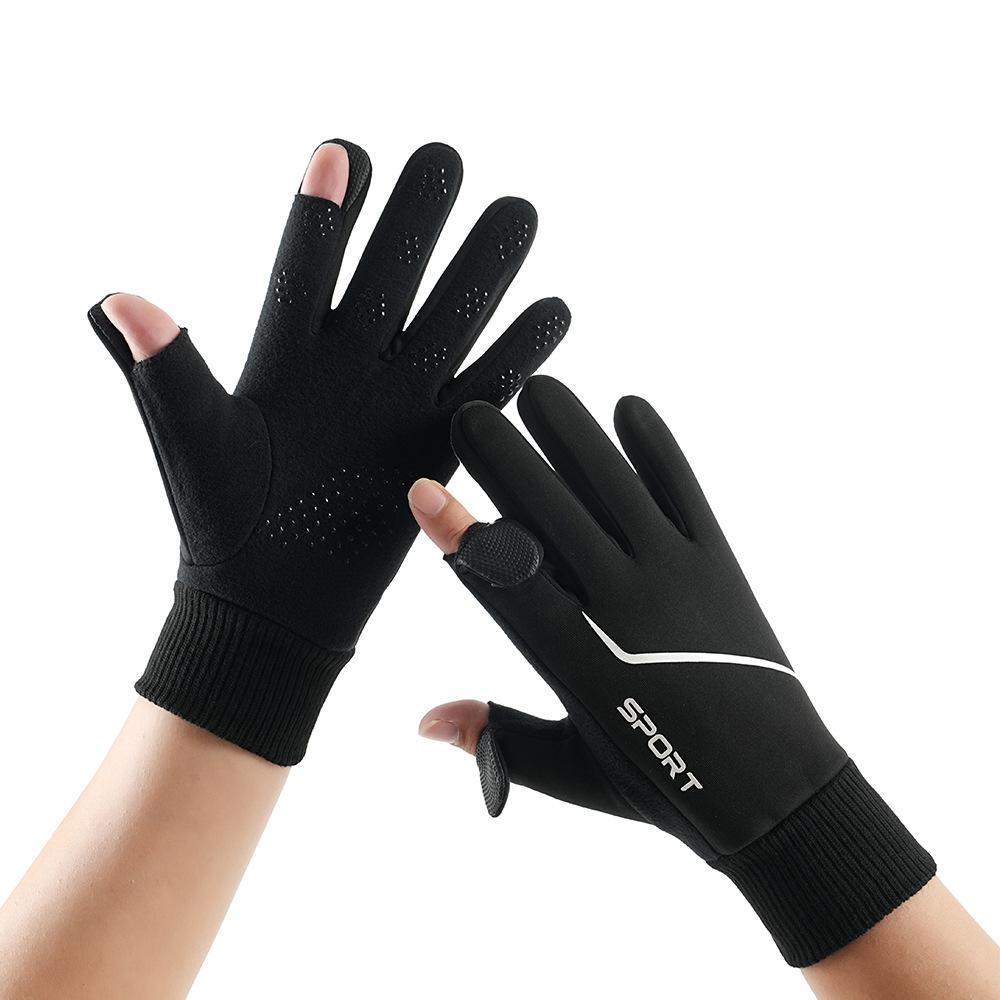 Зимние теплые перчатки для мужчин для езды на открытом воздухе, с сенсорным экраном, водоотталкивающие и ветрозащитные, с подкладкой из плюша, для вождения, с пальцами, защищающие от холода