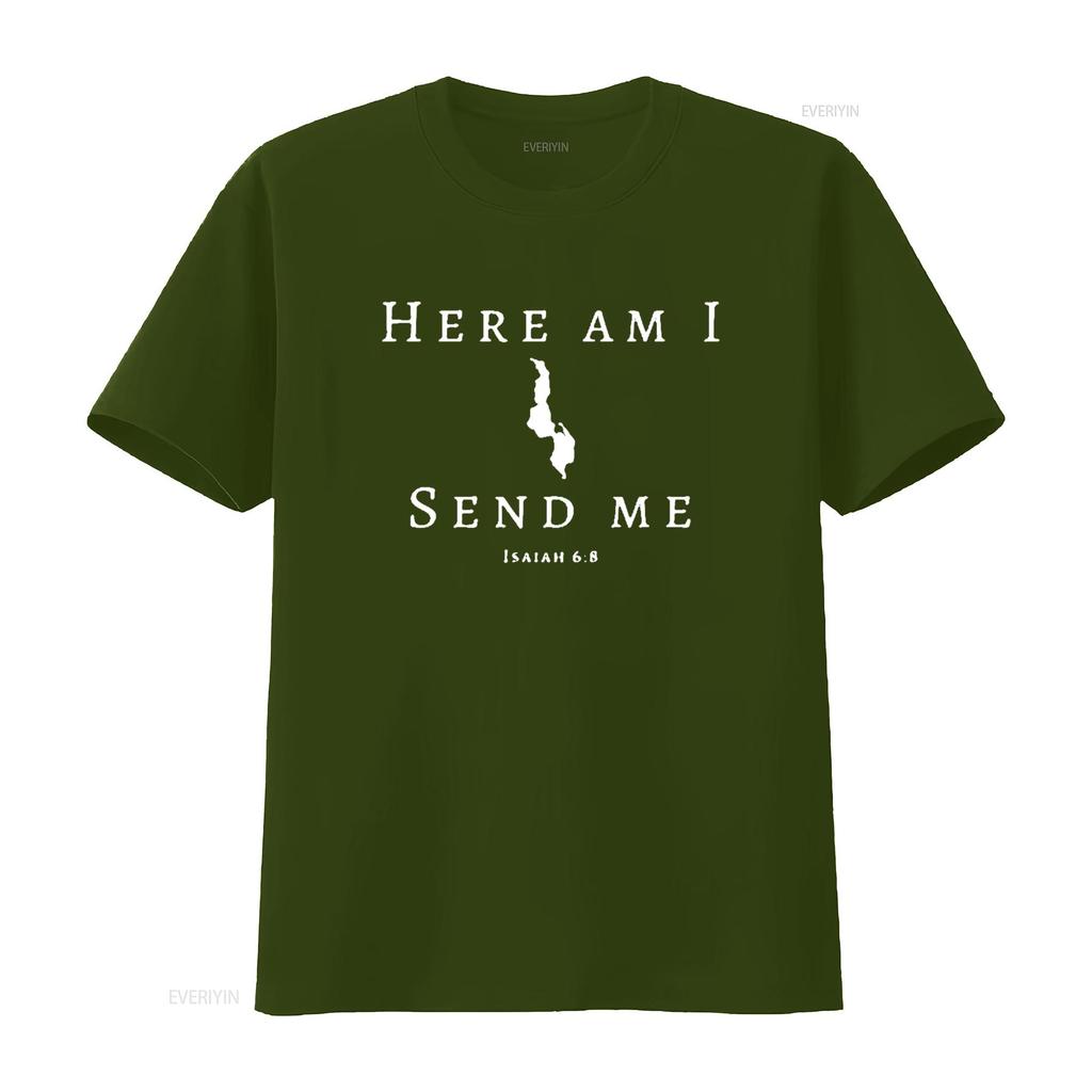 Here Am I Send Me Malawi Isaiah 6 Mission Trip Travel T Shirt Black X Large vintage Washed Top For Everyday Wear homme
