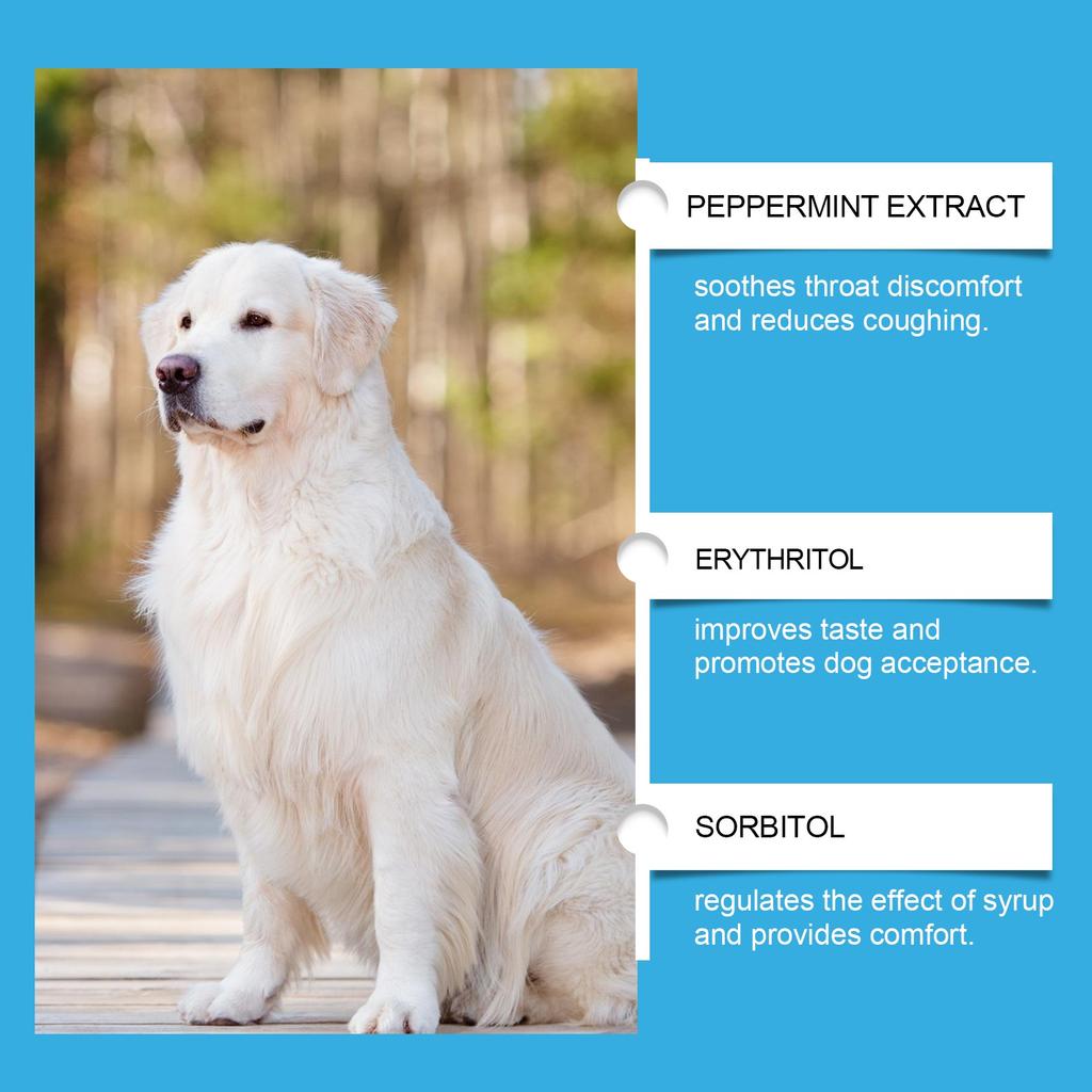 Сироп от кашля у собак для гладкого дыхания, повышения иммунитета, жизненной силы, общего здоровья, пищевая добавка 60 мл