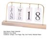 Metal Flip Calendar with Wooden Base Daily Perpetual Desk Calendar Turn Page Month Date Display Standing Desktop Planner for Office Home