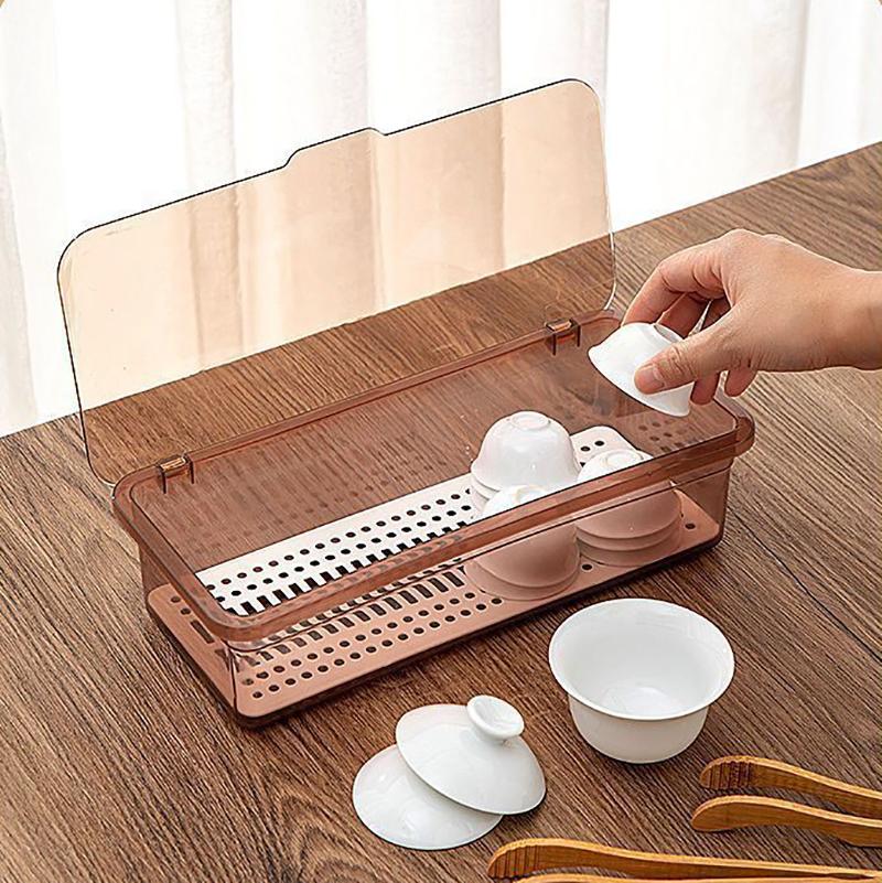 Chopsticks Storage Box Holder With Drainage Partition Household Kitchen Chopsticks Spoon Cutlery Storage Case