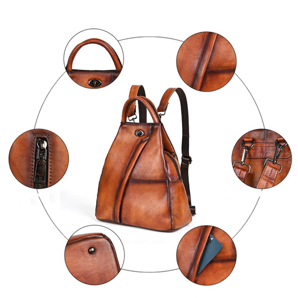 Summer New First Layer Cowhide Retro Wind Wipe Color Backpack Large Capacity Single Shoulder Backpack