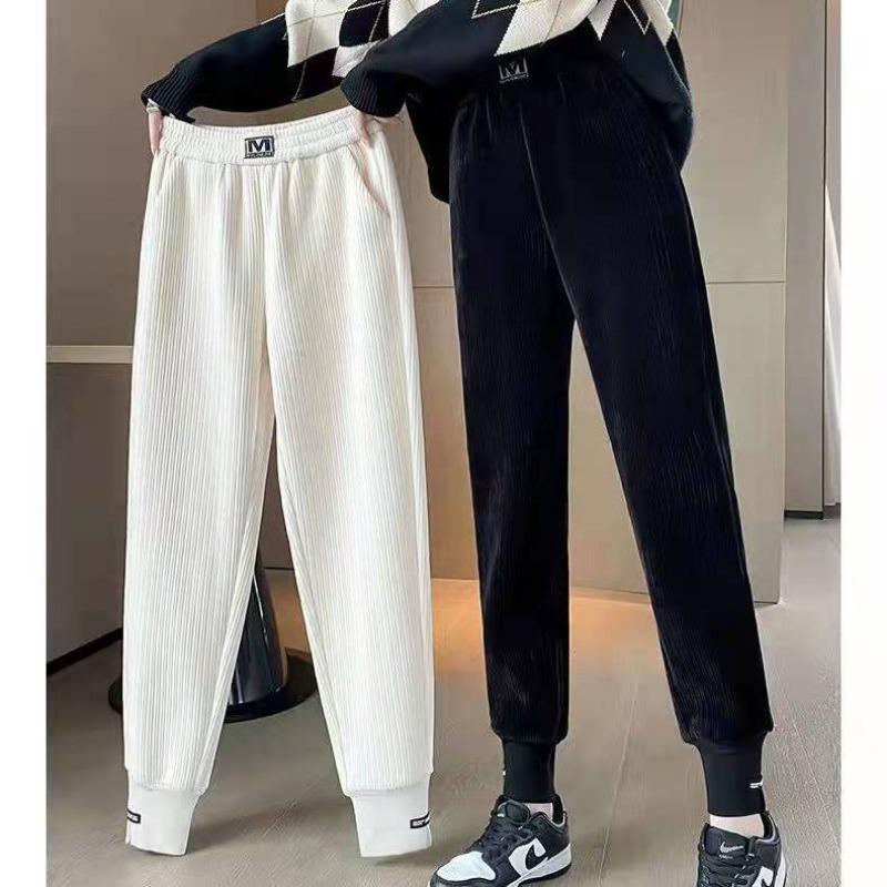 Зимние флисовые и толстые брюки из замши бежево-белого цвета, повседневные спортивные брюки