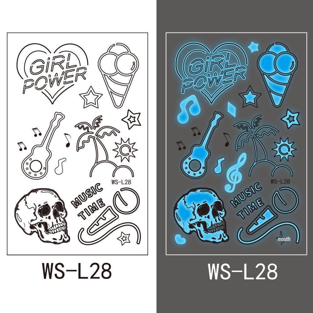 Синие светящиеся тату-наклейки для вечеринок в ночных клубах и на музыкальных фестивалях