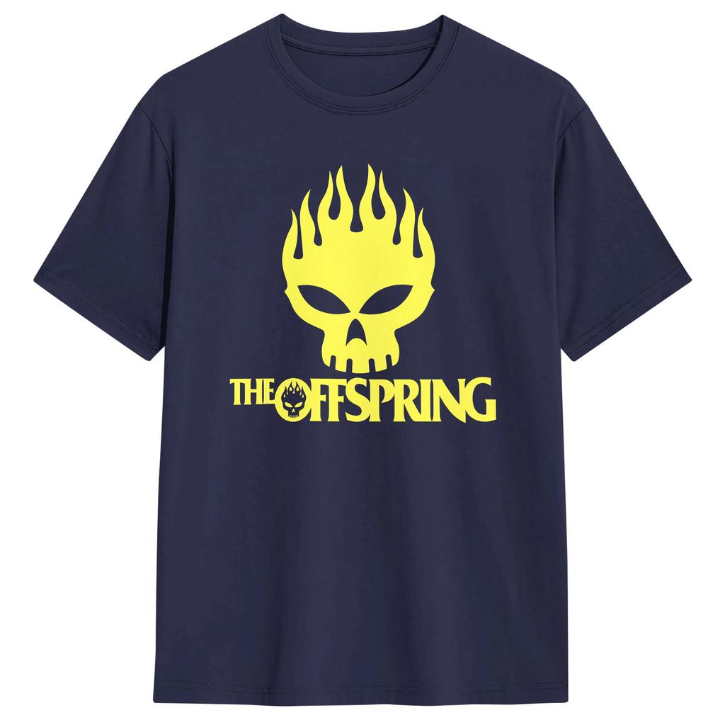 Мужская футболка с логотипом группы The Offspring Хлопковая одежда Модная футболка с коротким рукавом и круглым вырезом Идея для подарка Футболка