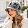 Windproof Knitted Hat Fleece Lined Beanie Hat Comfortable Winter Hat  Women