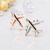 Fashion Brooch Pin Enamel Jewelry Shiny Cartoon Airplane Brooch Elegant Alloy Badge Handbag Sweater Suit Shawl Decoration Party Dress