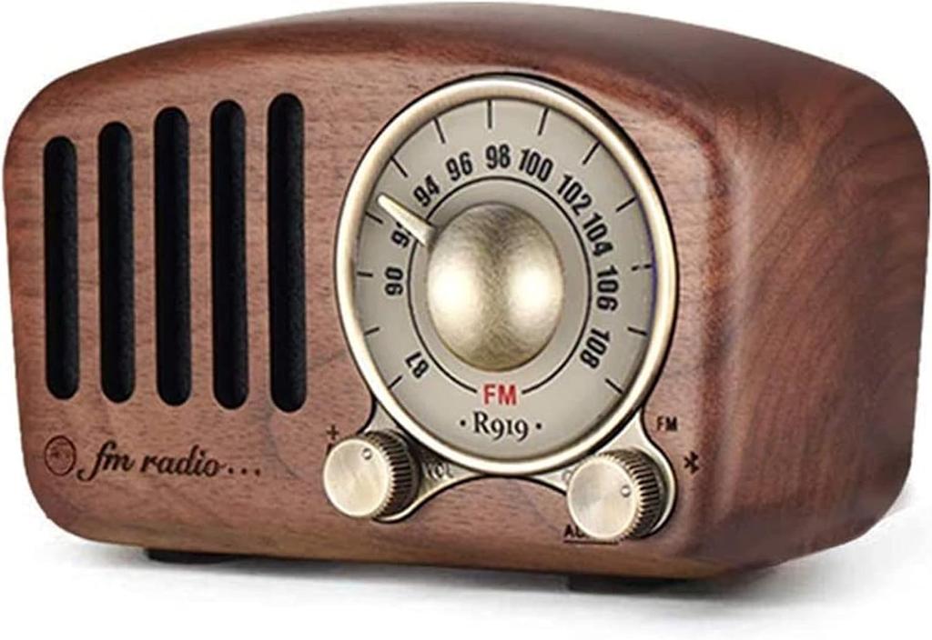 Retro Radio Wooden Portable Radio USB Rechargeable High Sensitivity Reception Small Pocket Radio Loud Volume Wide FM Easy Operation Large Capacity
