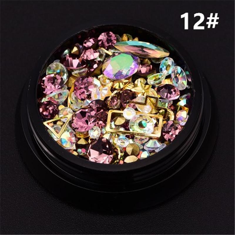 Смешанные украшения для ногтей «сделай сам», красочные микробусины, круг из драгоценных камней, 3D блестящие кристаллы и стразы, инструмент для дизайна ногтей