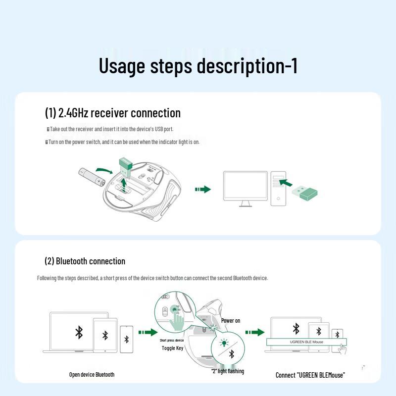 Ugreen Эргономичная вертикальная беспроводная мышь