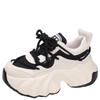 Fashion 7cm New Mixed Color Dad Chunky Sneakers Casual Vulcanized Shoes Woman High Platform Sneakers Lace Up White Sneakers Women 2024