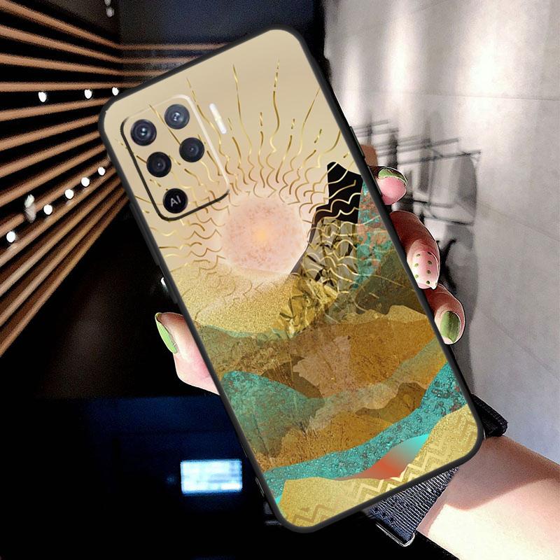 Золотой пейзаж Чехол Для Oppo A38 A18 A78 A98 A58 A60 A80 A40 A96 A76 A16 A94 A74 A54 A15 A17 A57 A77 A5 Pro