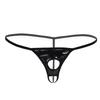 Men Lingerie Patent Leather G-string Bikini Underwear Briefs with Holes