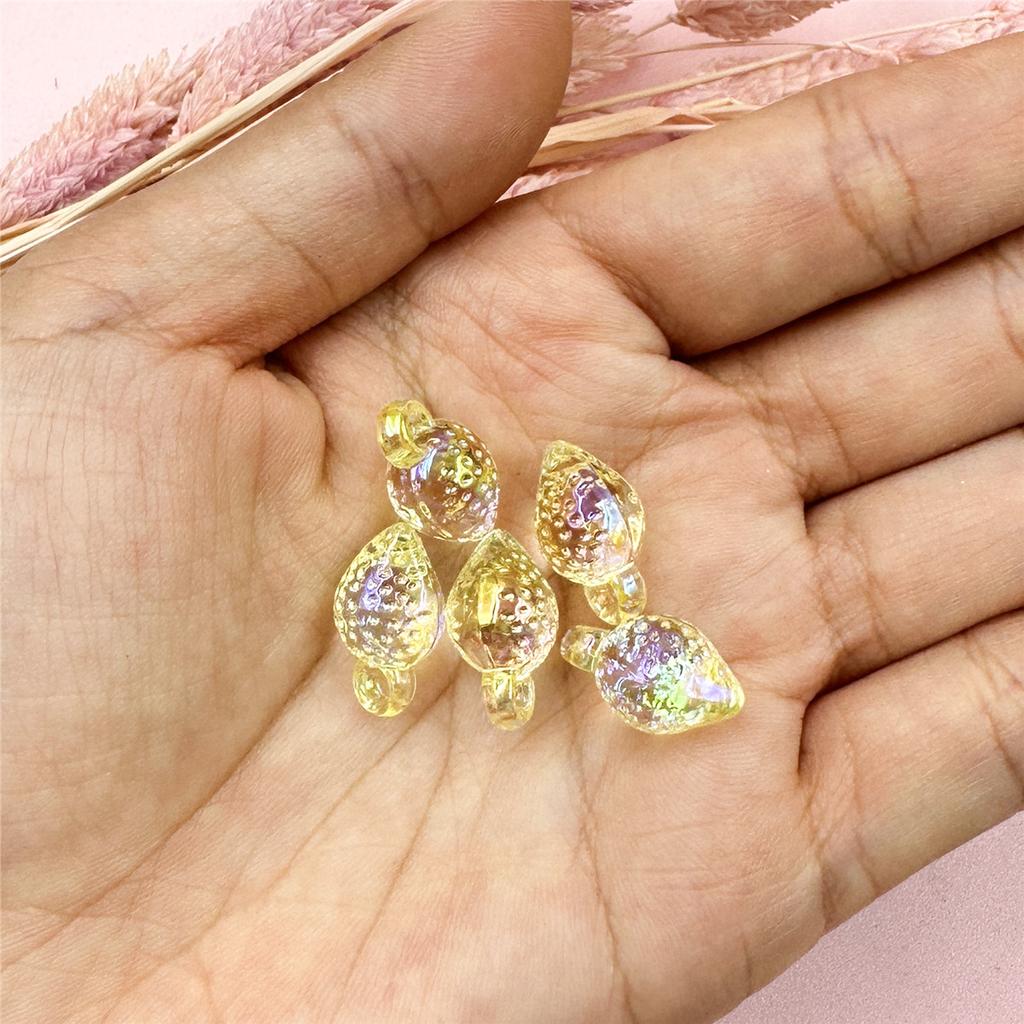 Hanmade 5pcs 9.7*17mm Mobile Phone Chain Pendant for Bracelet Jewelry Making Loose Beads Handmade Transparent Strawberry Jewelry Accessories DIY
