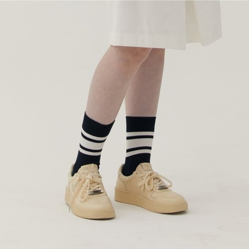 SPNK Mid-length Striped Socks_Black