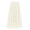 Белая многослойная юбка-трапеция из сетки для женщин, средней длины, коллекция весна/лето 2024 года.