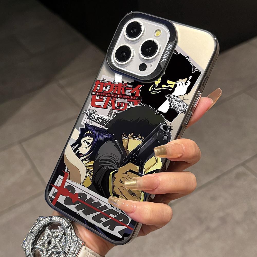 Anime Cowboys Bebop Phone Case for iPhone 17 Air 16 16e 15 14 Plus 13 12 11 Pro Max X Xs XR 8 Colorful Silver Hard Cover
