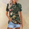 Женская модная повседневная рубашка с отворотом и коротким рукавом с принтом, женские топы на пуговицах