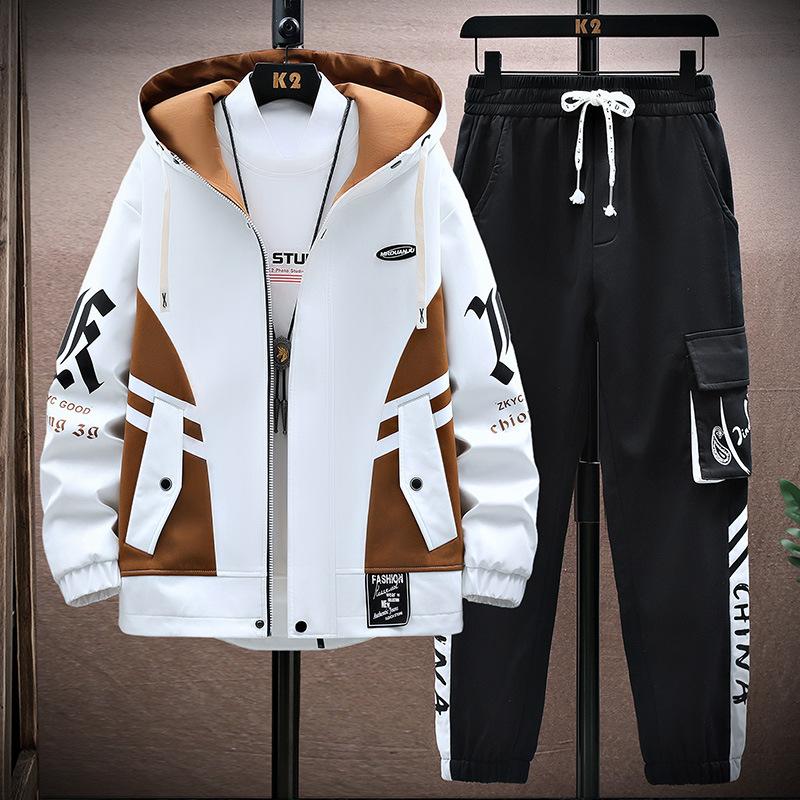 Осенняя куртка с капюшоном, мужская дышащая верхняя одежда, мужская лоскутная цветная уличная одежда, удобная повседневная одежда