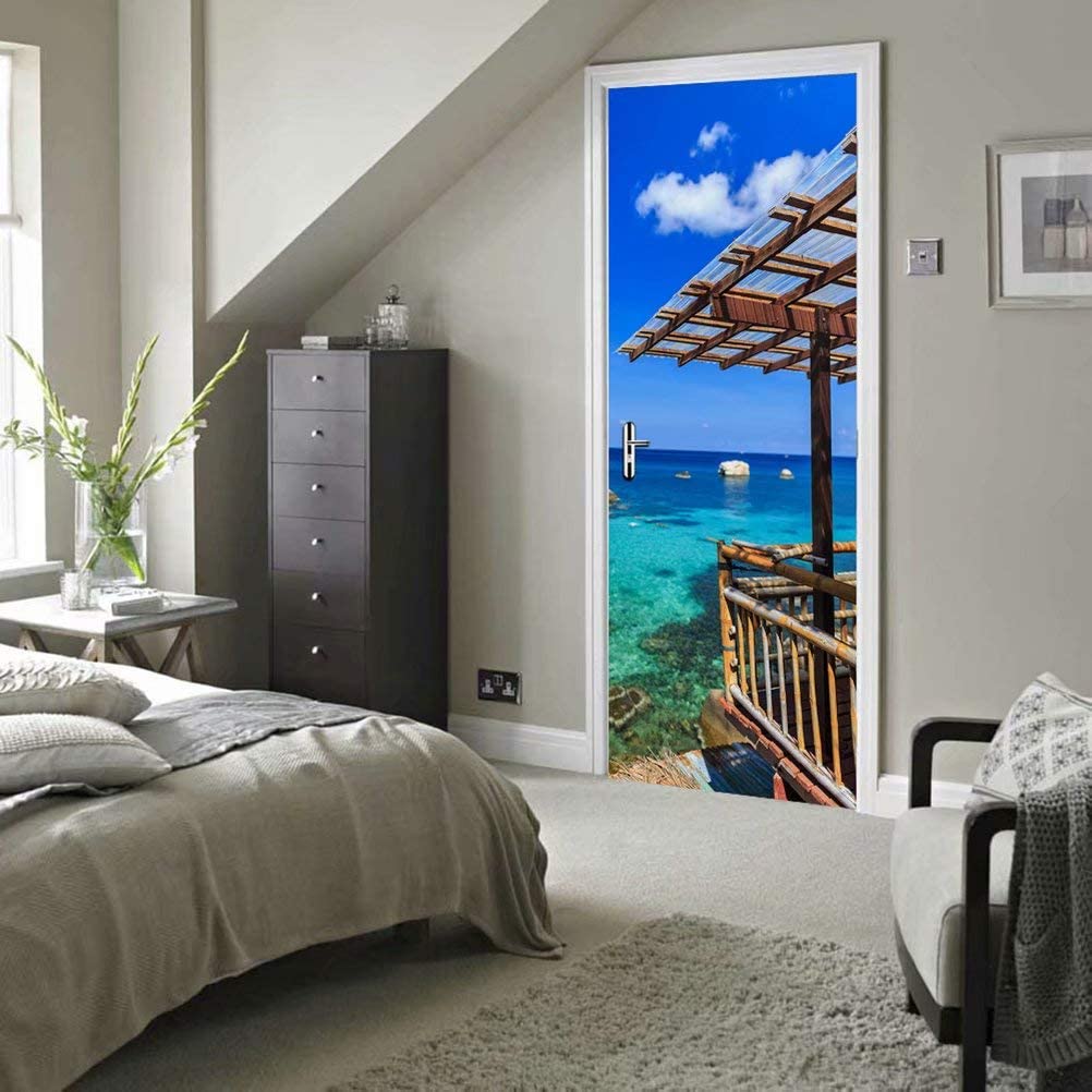 Наклейка на дверь, настенная бумага, 3D обои, сделай сам, постер, художественные фрески, домашний декор, наклейки с цитатой, украшение, самоклеящиеся съемные садовые