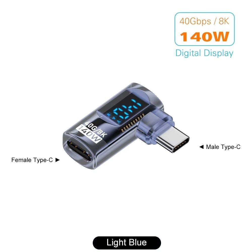 90 Degree USB-C Adapter Right Angle LED Display Type C Adapter Digital Display 40Gbps USB4 Type C Adapter Rapid Charging
