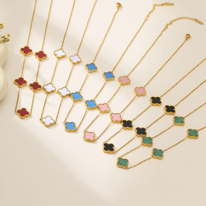 Four-leaf Clover, Five-flower Double-sided Mother-in-law Necklace, Light Luxury High-end Clavicle Chain Niche