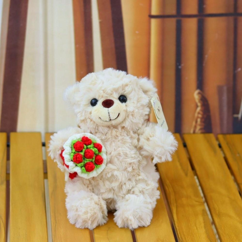 Romantic Bear Wear Rose Doll Woven Valentine's Day Ornament Gifts for Kids Rose Bear Doll  Shop