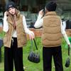 Short Women's Down Cotton Vest Fashion Vest Autumn New Loose Versatile Vest Kan Stand-up Collar