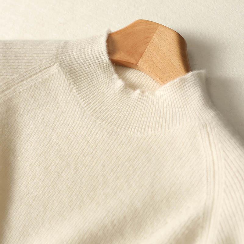 Women's High Neck Cashmere Wool Sweater, 2025 Edition - Thickened White Knitwear for Autumn and Winter