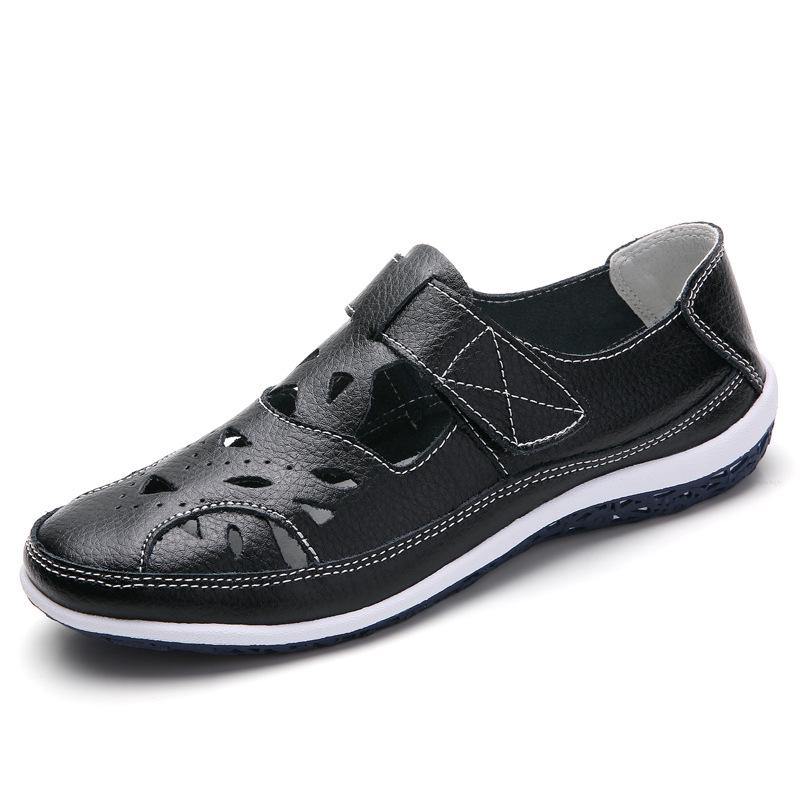 Женские сандалии из натуральной кожи 2024 года, летняя женская обувь ручной работы, кожаные сандалии, женская обувь на плоской подошве, пляжная обувь в стиле ретро для мам